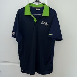 Nike On field sewn nfl shield Seattle Seahawks Golf team polo Shirt L green/blue